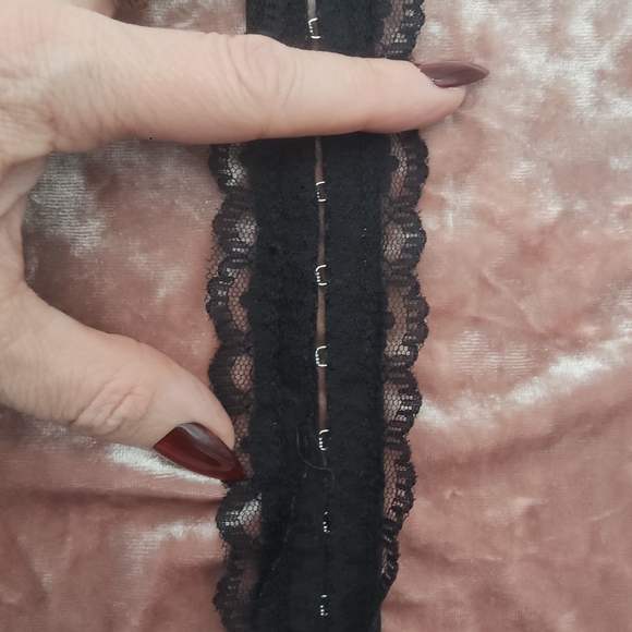 Missguided Blush Velvet Skirt with Black Lace Accent - Picture 2 of 6